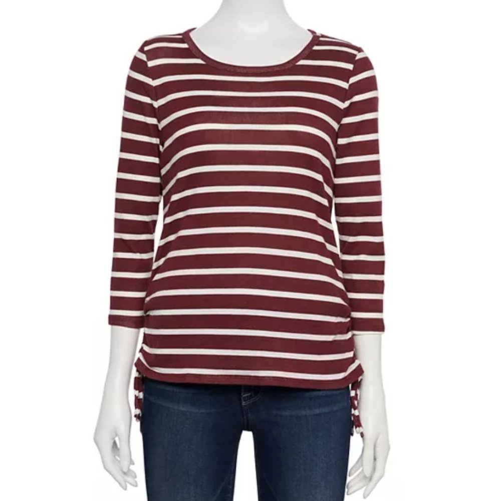 Croft & Barrow Ruched Side Knot Top - Petite X-Small